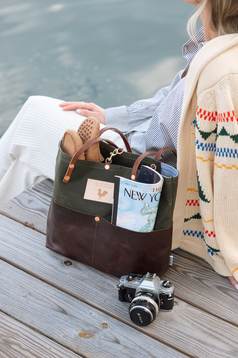 Olive Wax Canvas Utility Tote