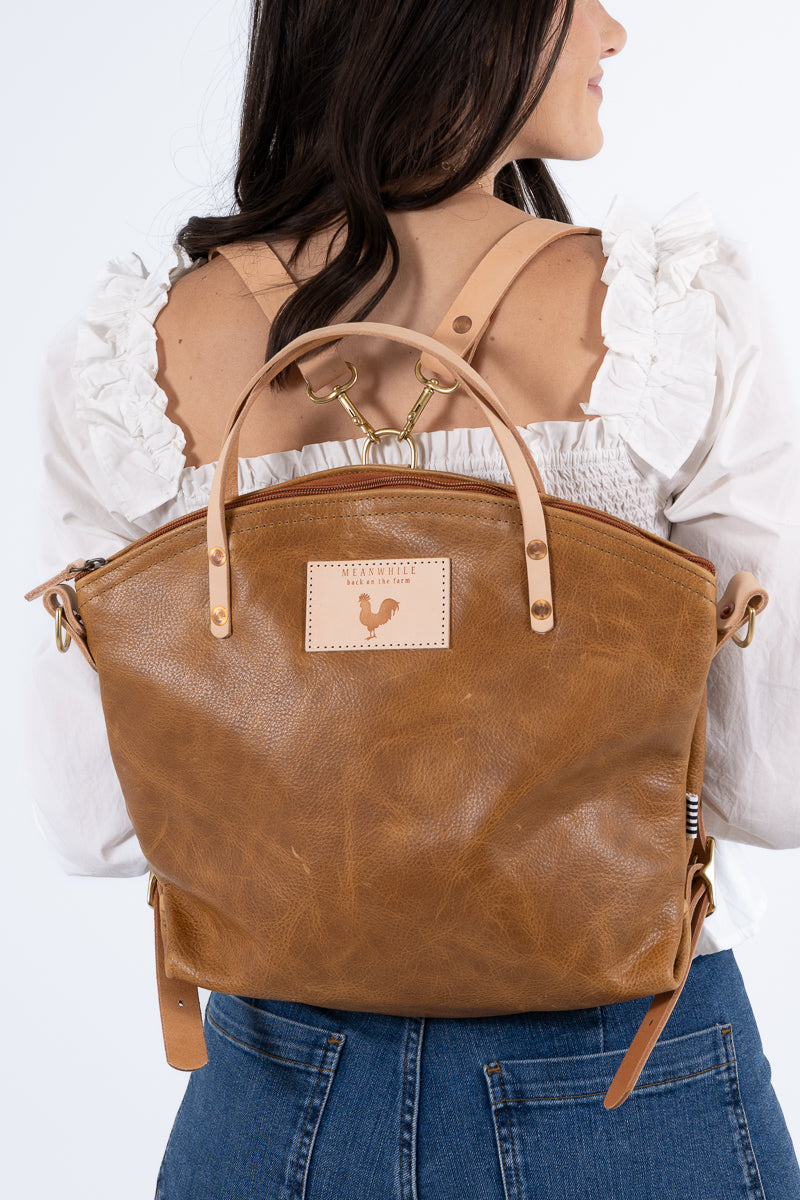 Camel Leather Convertible Backpack 2.0 | Small Leather Backpack