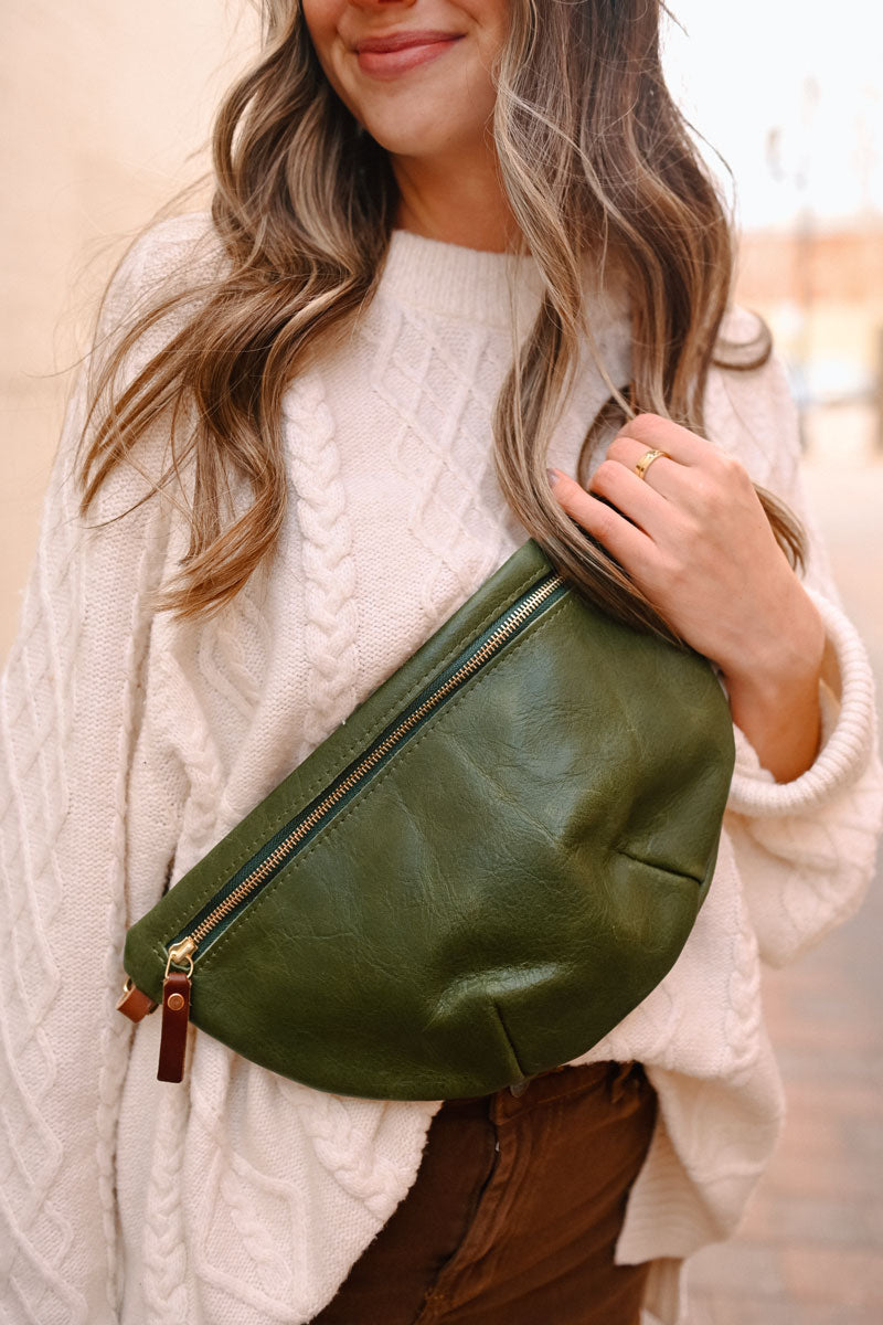 Hunter Green Leather Fanny Bag | Dark Green Fanny Bag