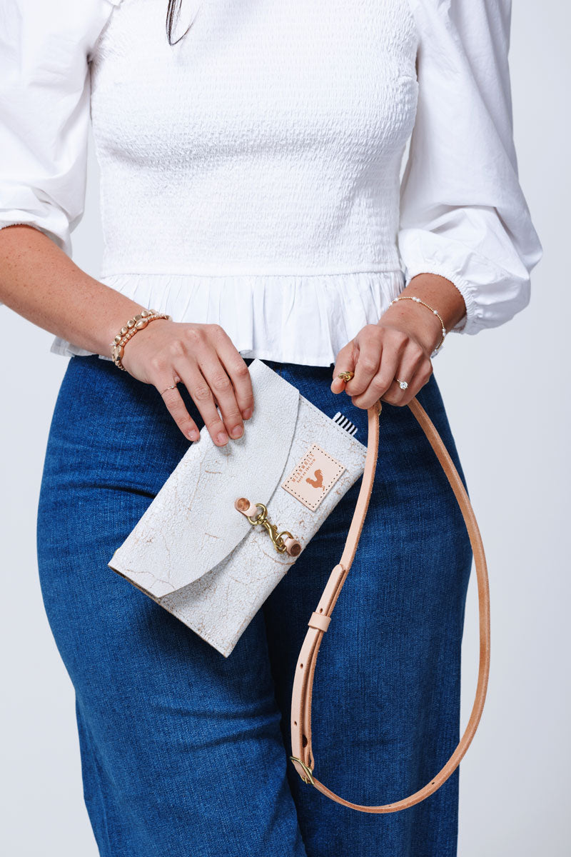 Birch White Leather Envelope Clutch Crossbody |White Leather Bag