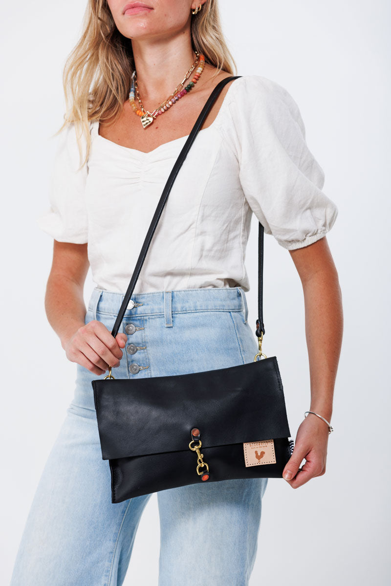 Black foldover crossbody bag Clearance