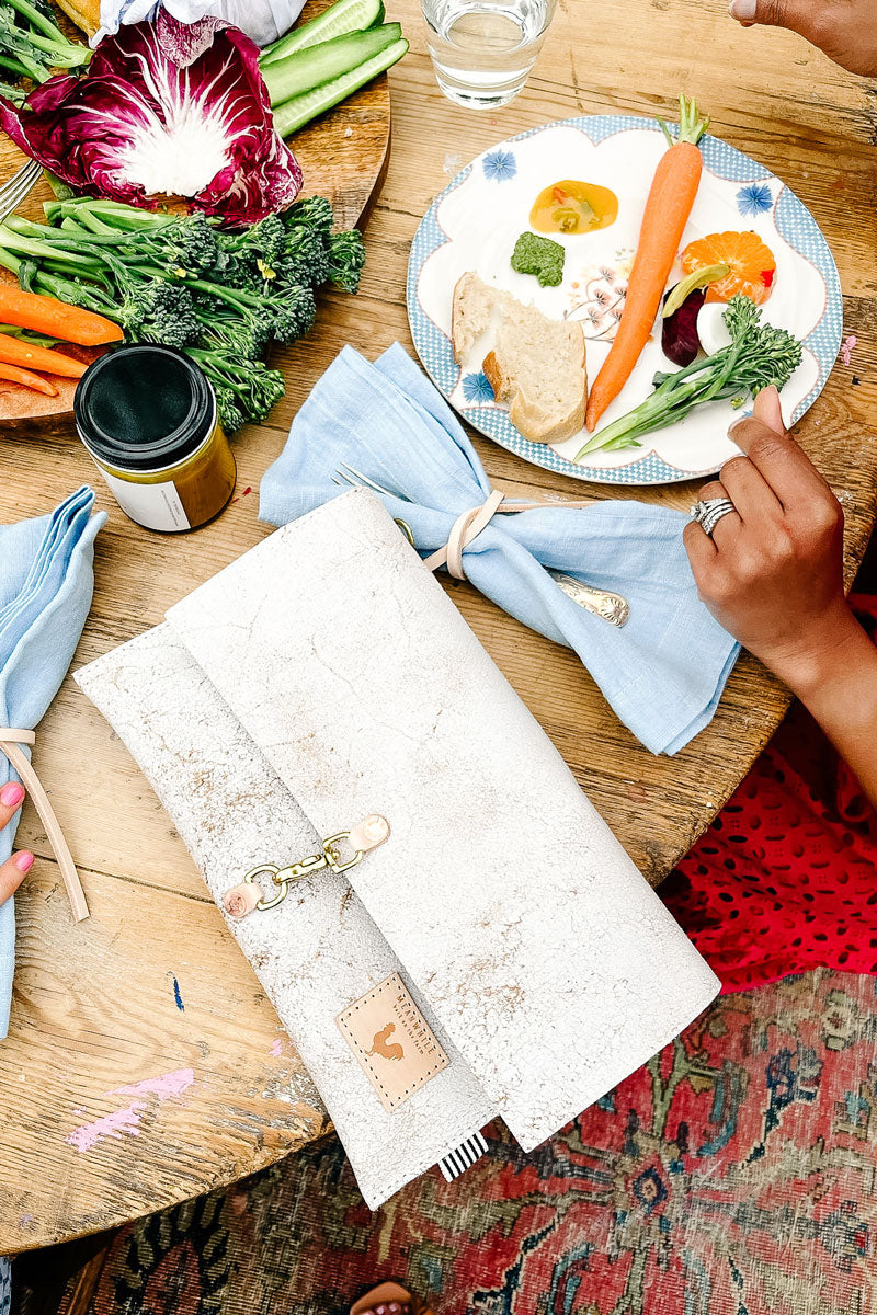 Birch White Leather Foldover Clutch & Crossbody | White Leather