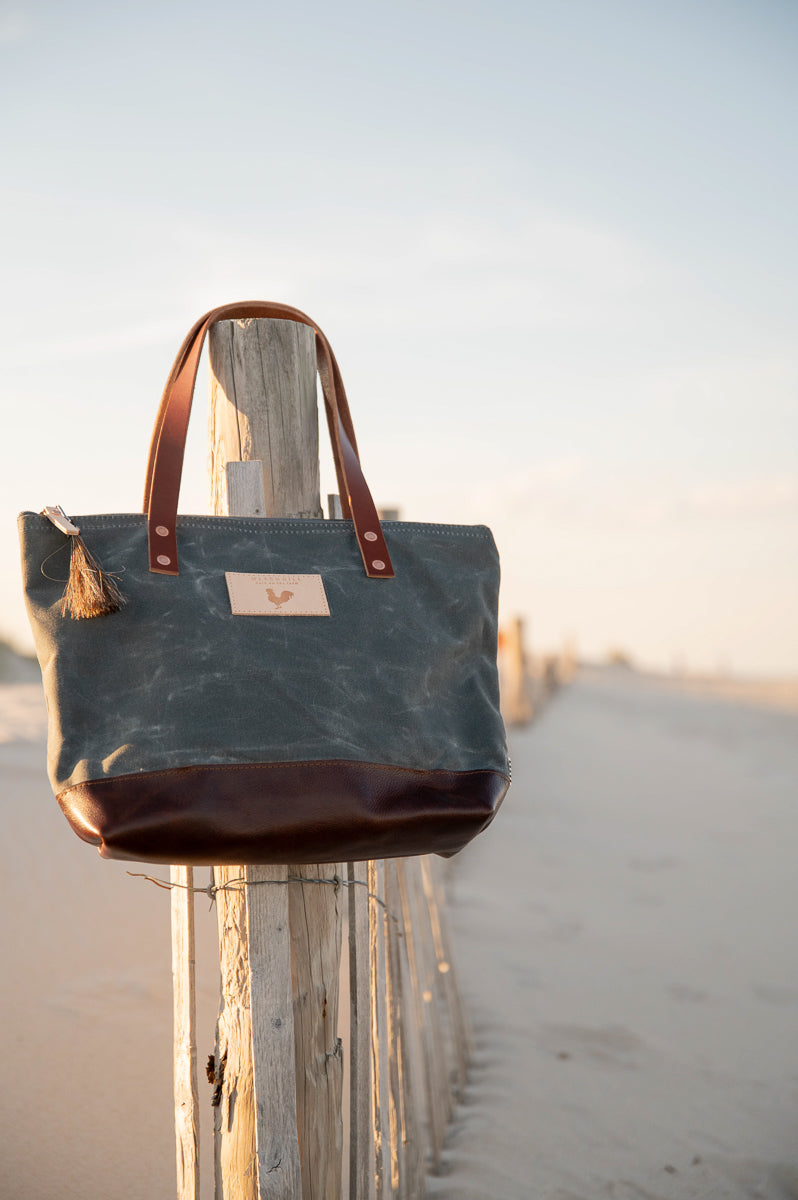 Shop the Slate Blue Wax Canvas Day Tote | Meanwhile in Lynchburg