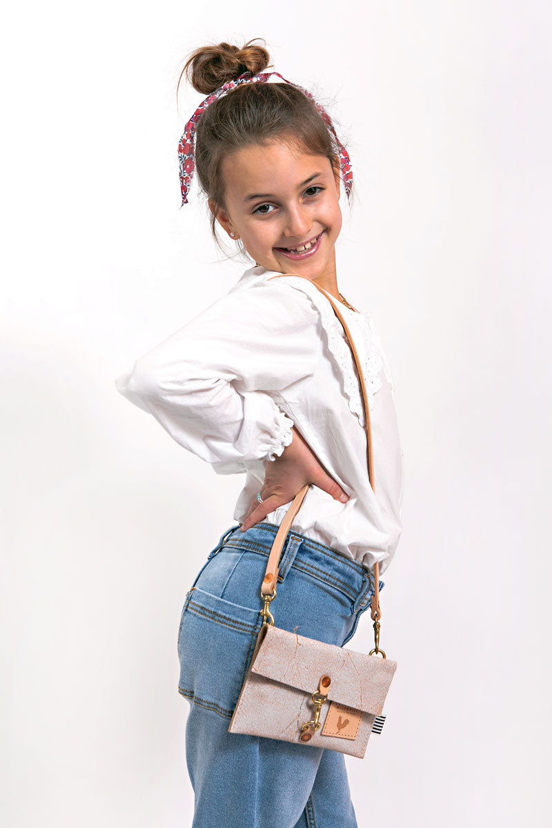 Little Girl's Birch White Leather Clutch Crossbody Meanwhile
