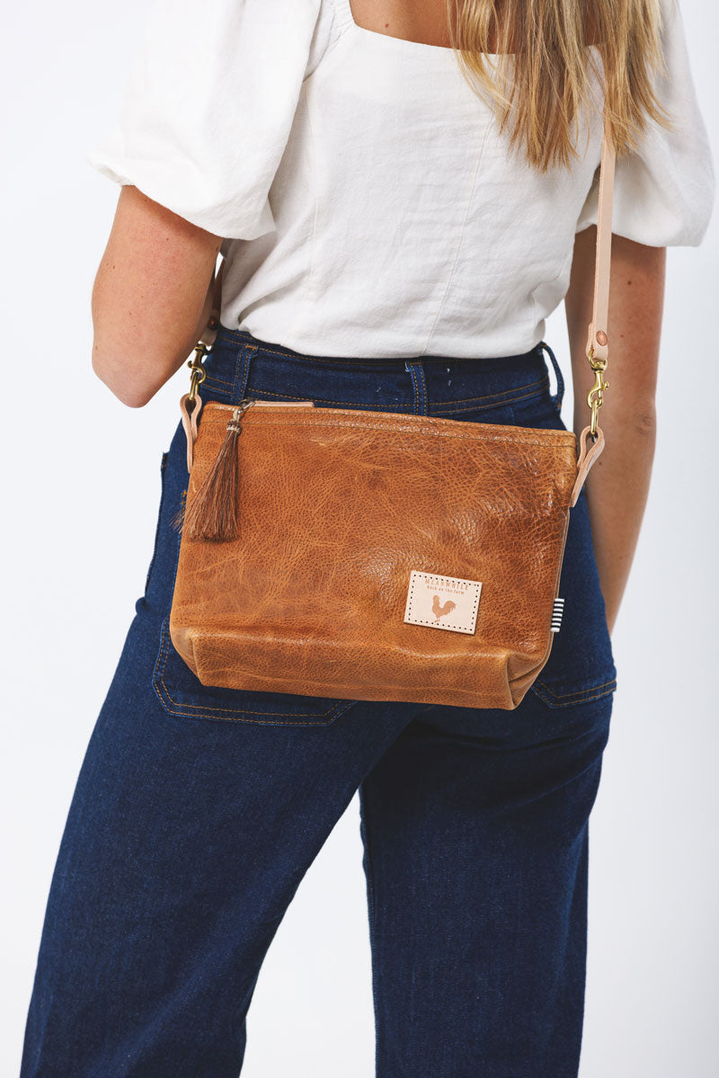 crossbody sling backpack leather Camel Leather Sling Bag