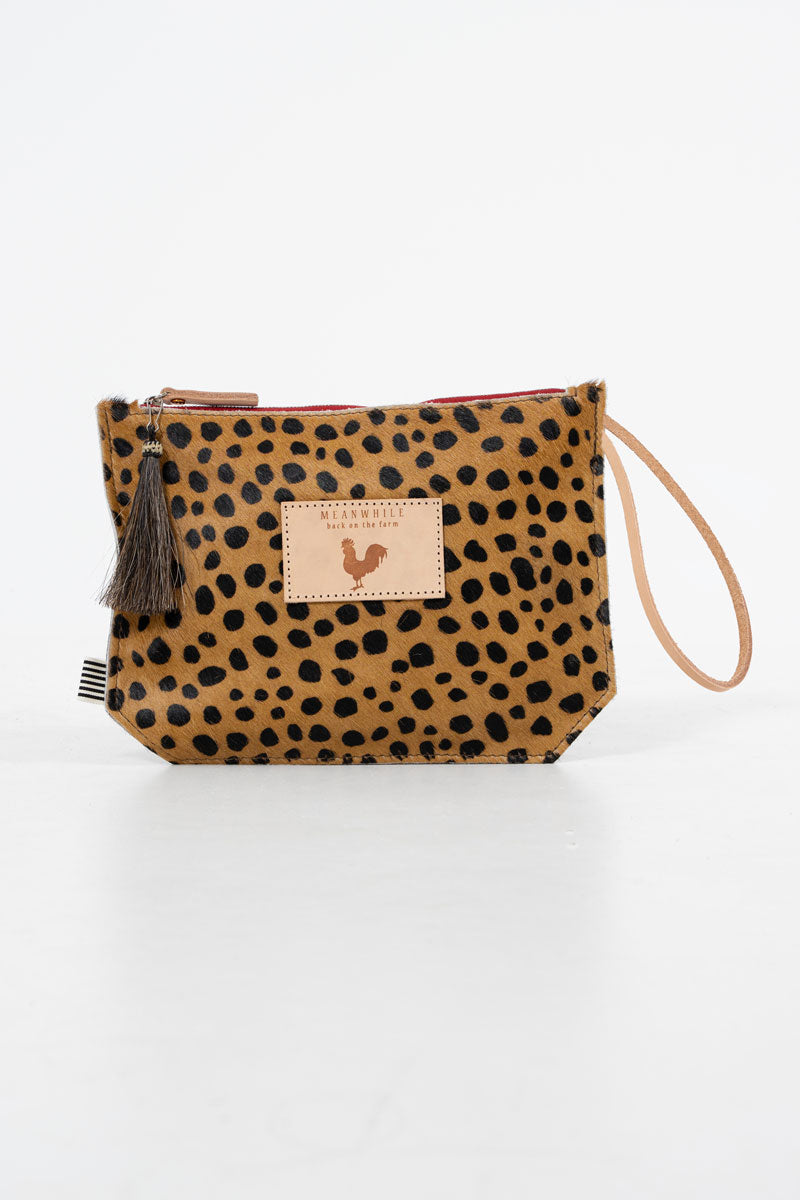 Cheetah Hair on Hide Wristlet| Boho Leather Purse| Meanwhile Back