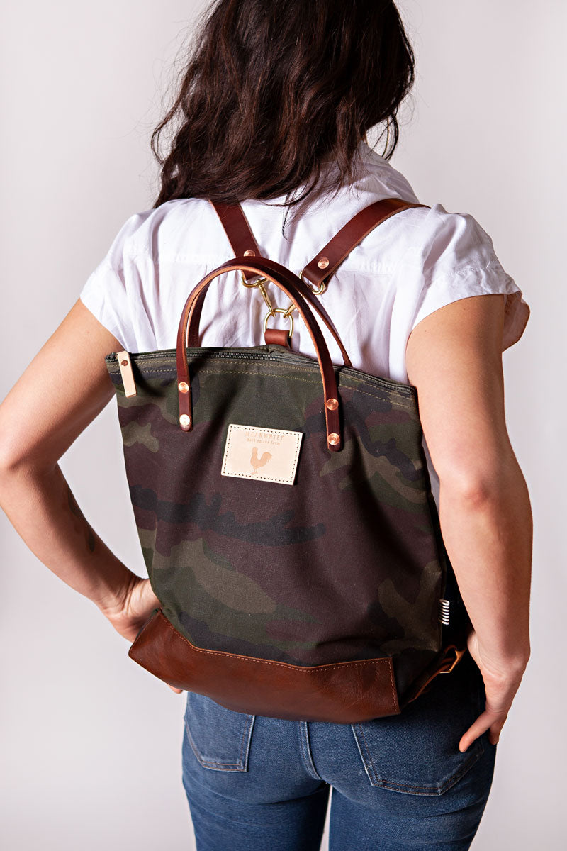 Backpack in Olive Green Waxed Canvas – Red Staggerwing