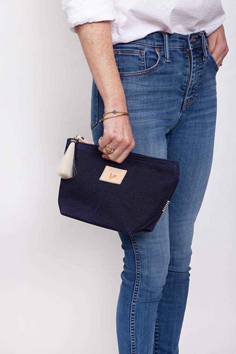 Navy Canvas Pouch with Zipper