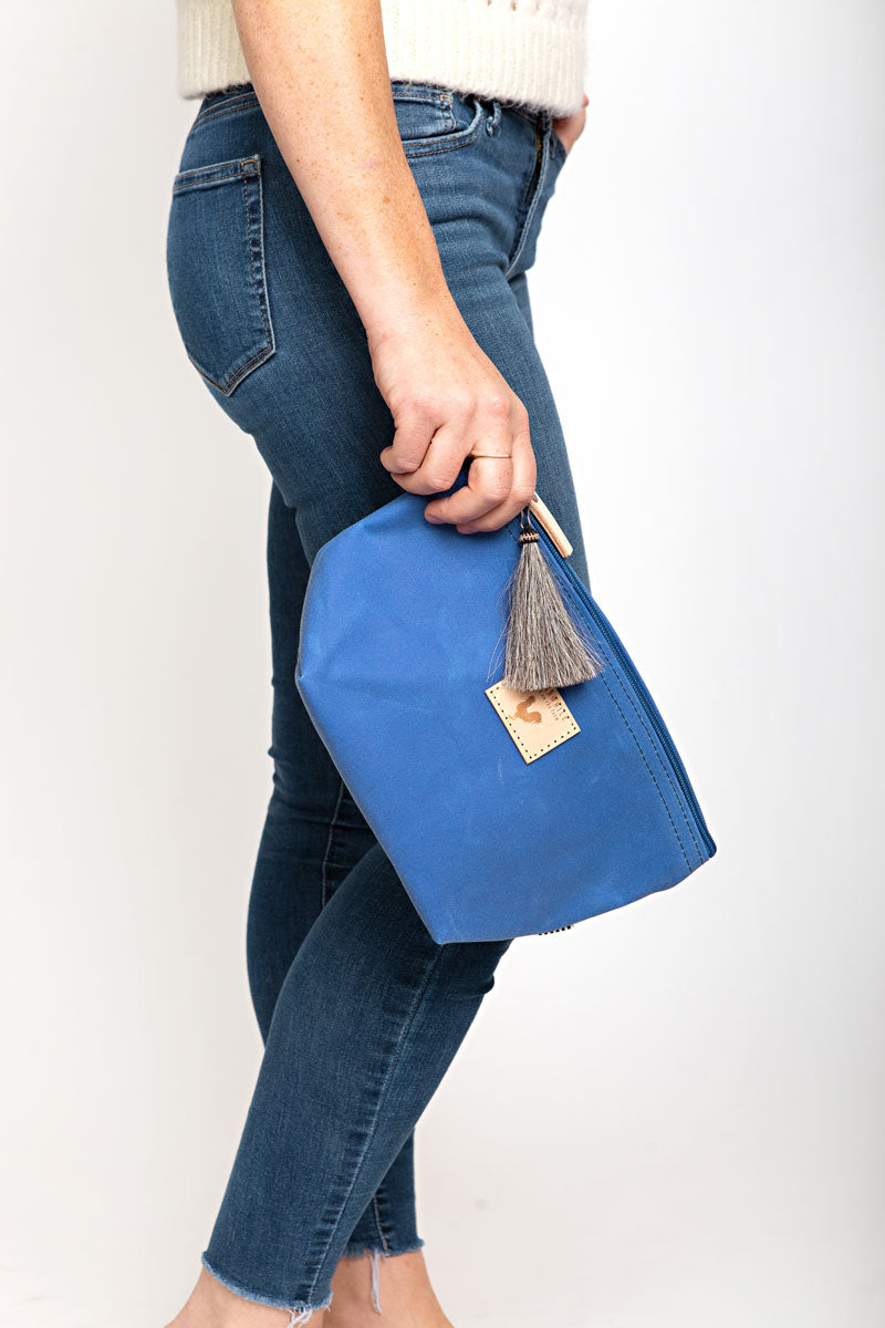 Blue Canvas Pouch with Zipper