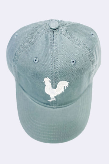 Green Hat with Rooster Embroidery