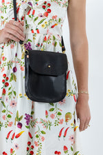 Mini Black Luxe Leather Saddle Bag