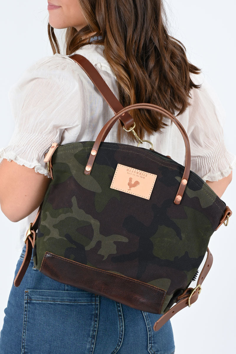 camouflage saffiano leather backpack f Camouflage Wax Canvas Backpack Crossbody Straps | Meanwhile VA