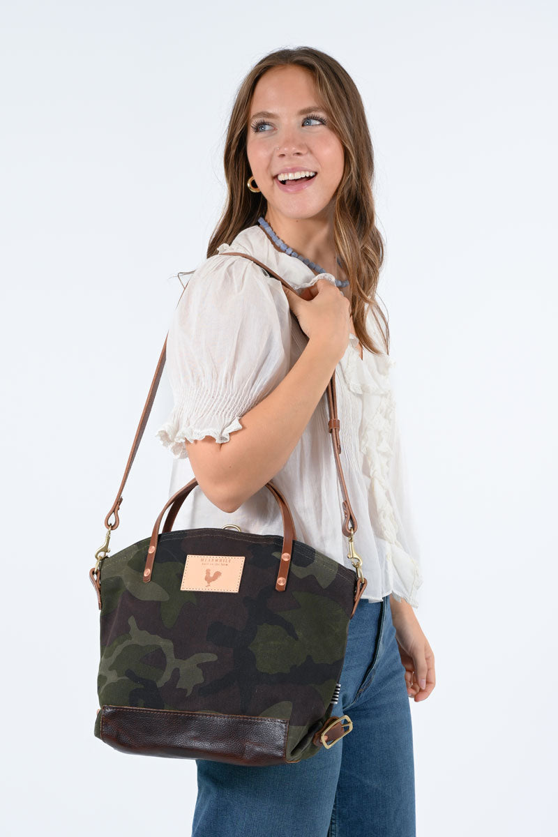 Camouflage Wax Canvas Backpack Crossbody Straps | Meanwhile VA