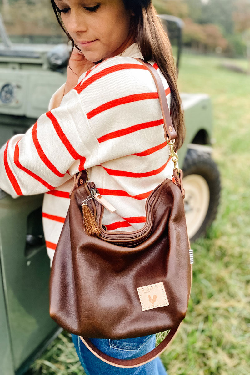 Mocha Tuscan Leather Midi Hobo