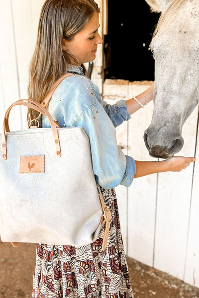 Birch White Leather Backpack |Genuine Leather Purse Backpack