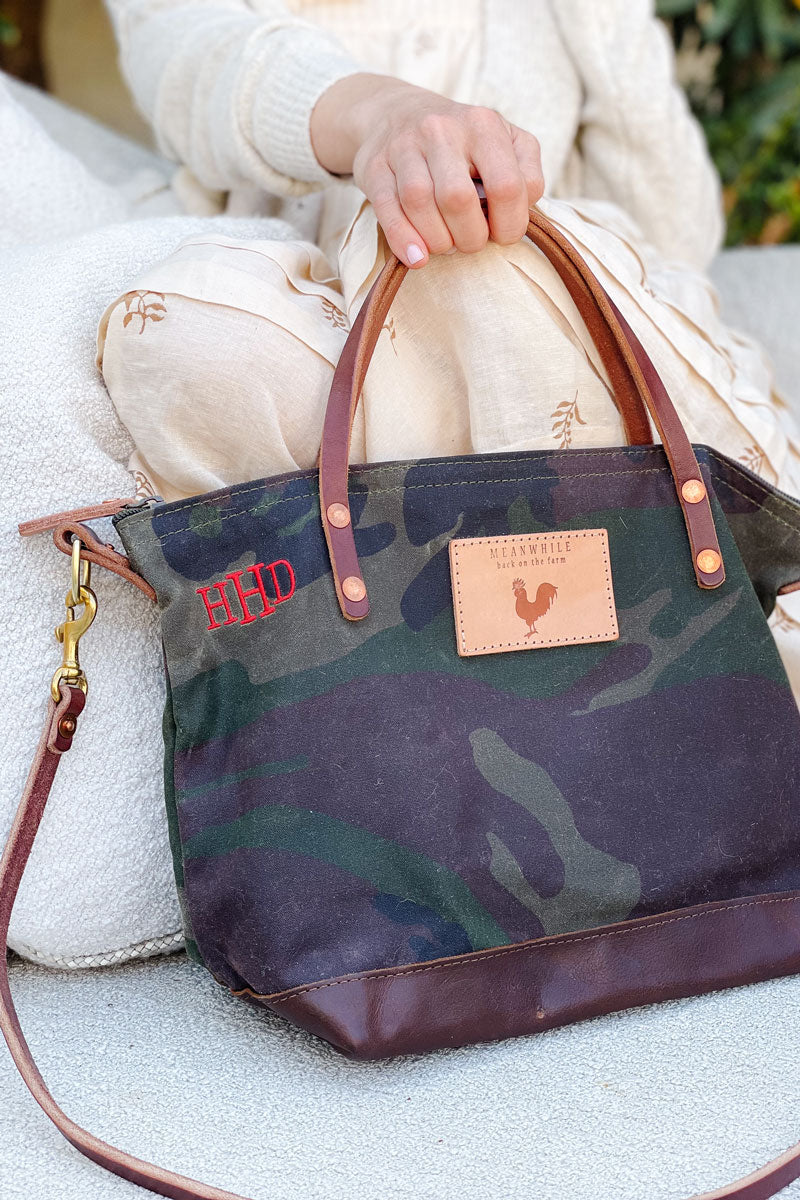 the camouflage hand tote bag