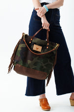 Camo Waxed Canvas Original Backpack with Fringe