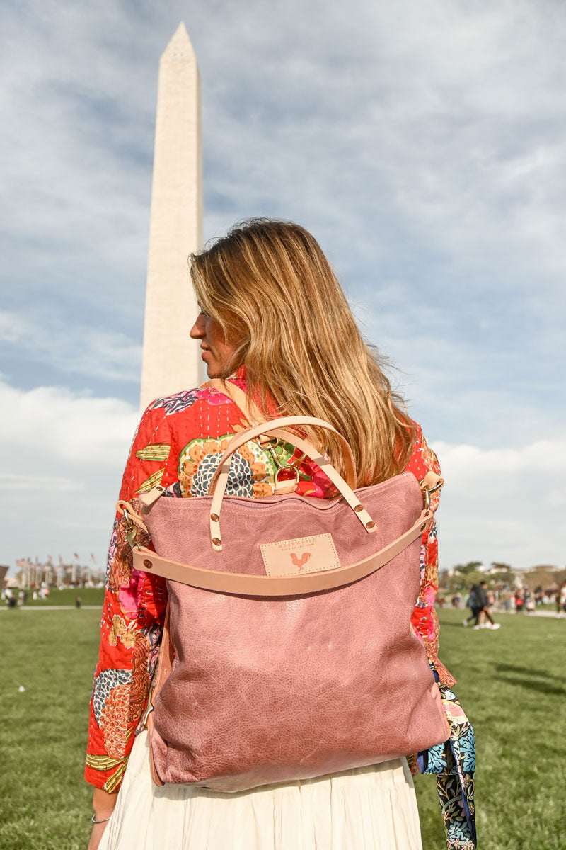 cute pink leather backpacks Rose Leather Original Backpack