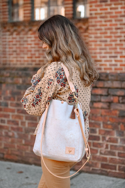 Birch White Leather Carryall & Crossbody | White Small Leather Bag