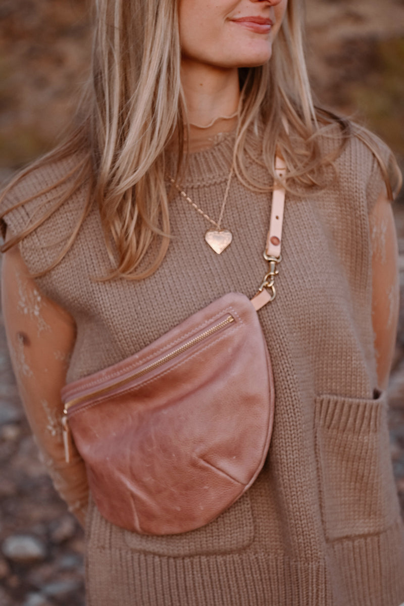 Rose Leather Fanny Bag