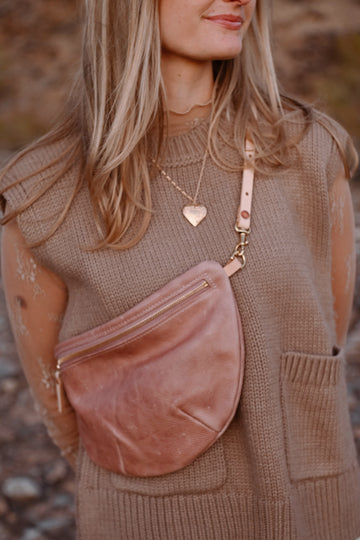 Rose Leather Fanny Bag