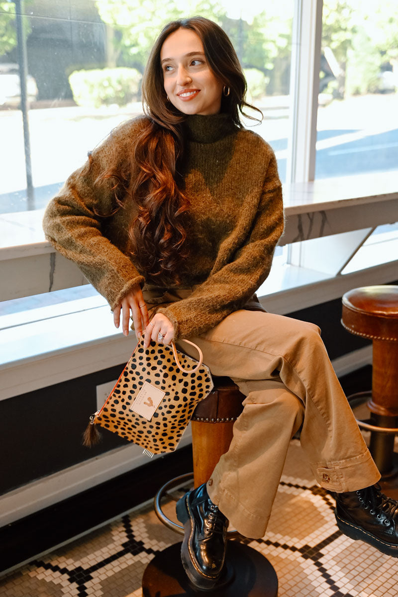 Cheetah Hair on Hide Wristlet| Boho Leather Purse| Meanwhile Back