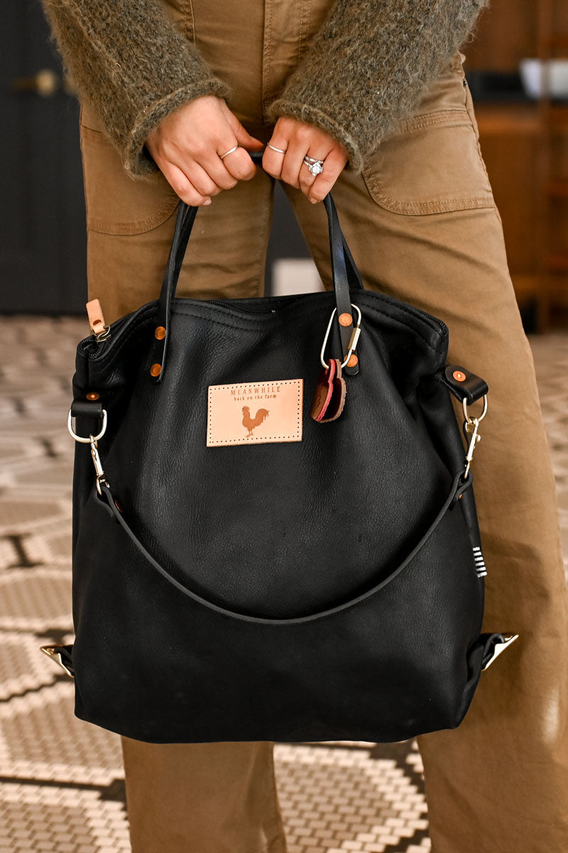 black leather backpack bags Harness Black Leather Backpack