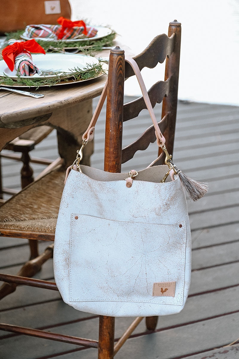 Birch White Leather Carryall & Crossbody | White Small Leather Bag