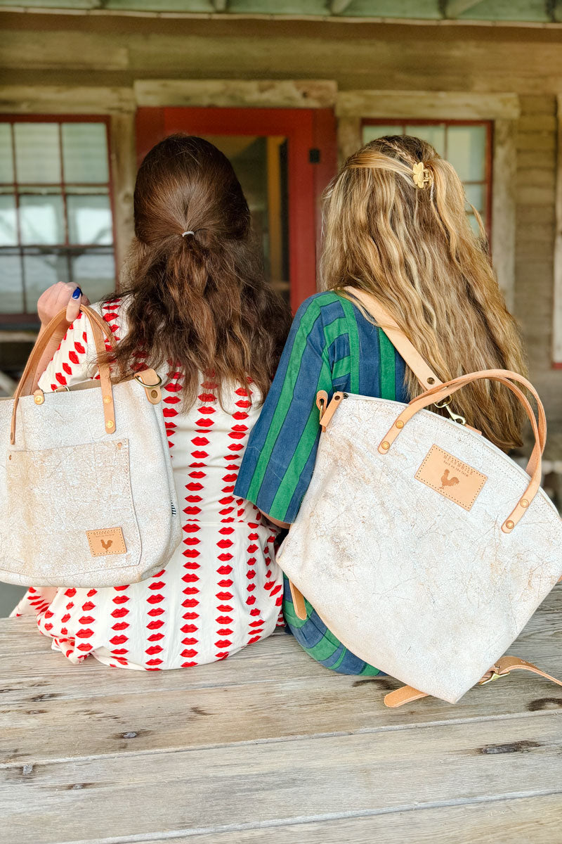 Birch White Leather Tote | White Leather Pocketbooks | Meanwhile