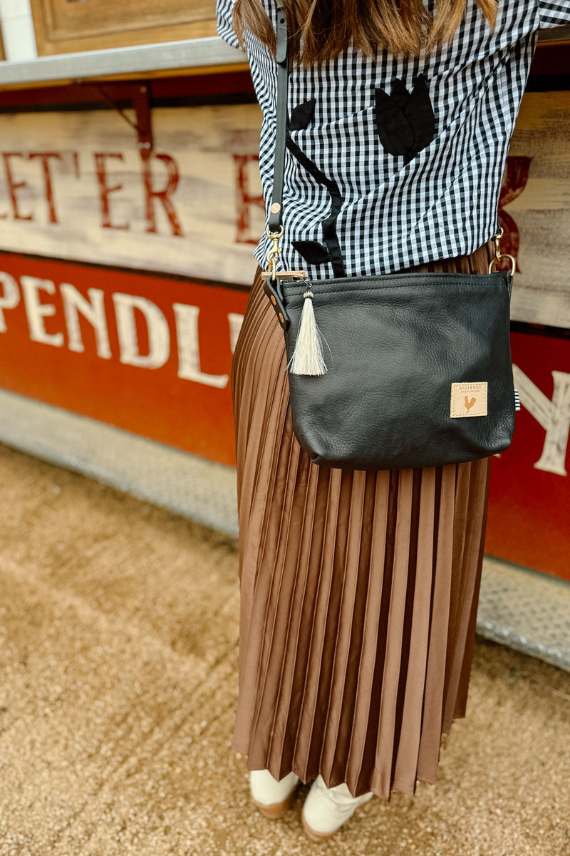Black Leather Sling Bag
