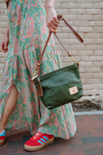 Hunter Green Leather Sling Bag