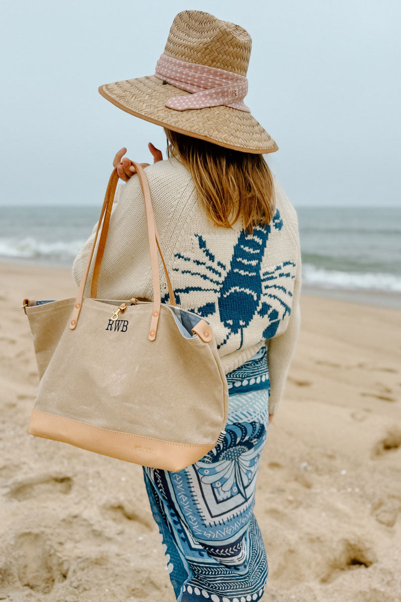 Customized Natural Waxed Canvas Perfect Tote | Tan Canvas Totes