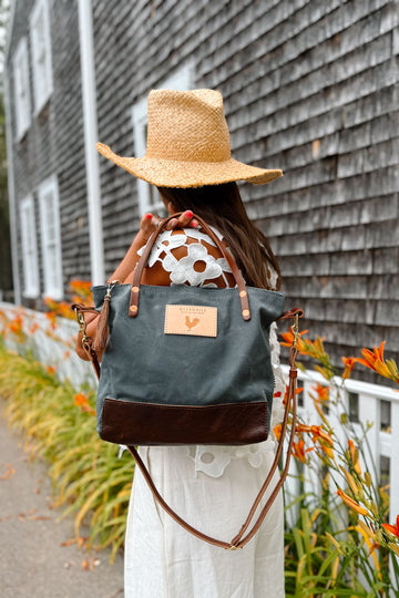 Slate Blue Waxed Canvas Small Tote