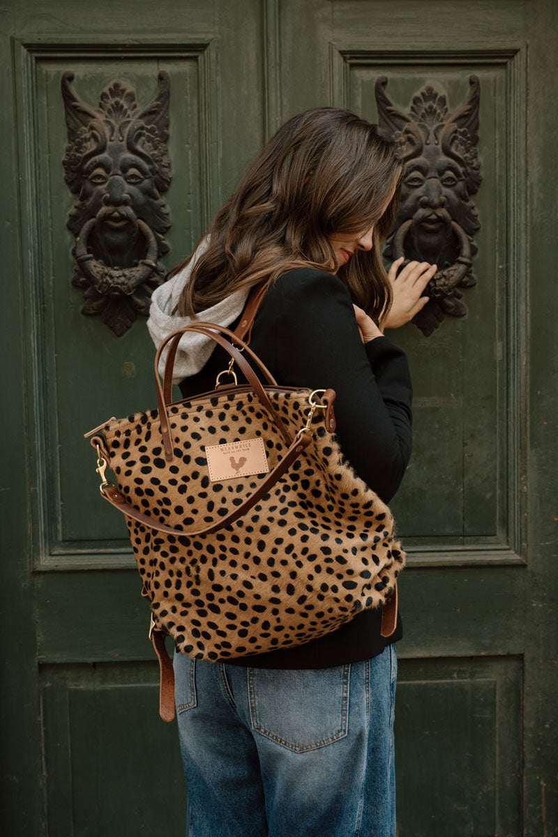 Cheetah Hair on Hide Leather Backpack | Leather Pocketbooks