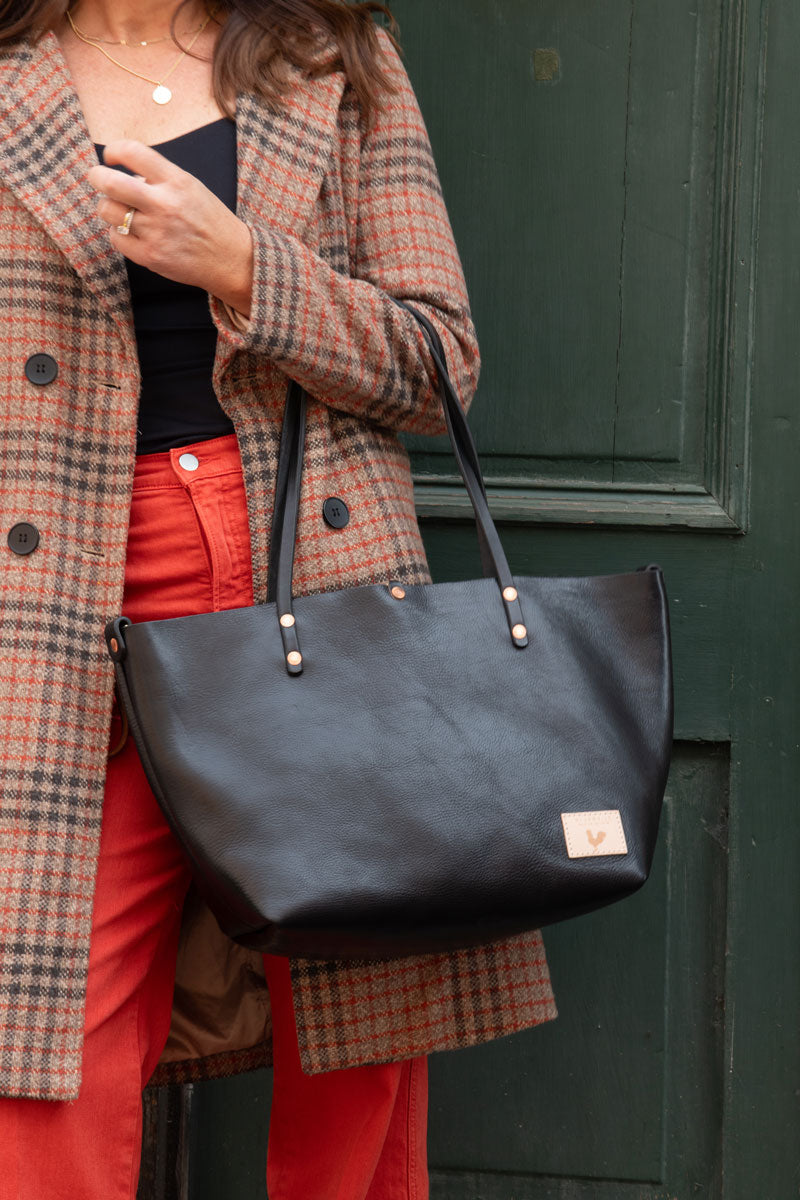 Black Luxe Leather Perfect Tote