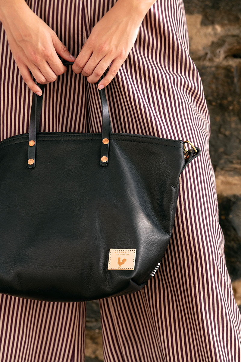 Harness Black Leather Slouch Hobo