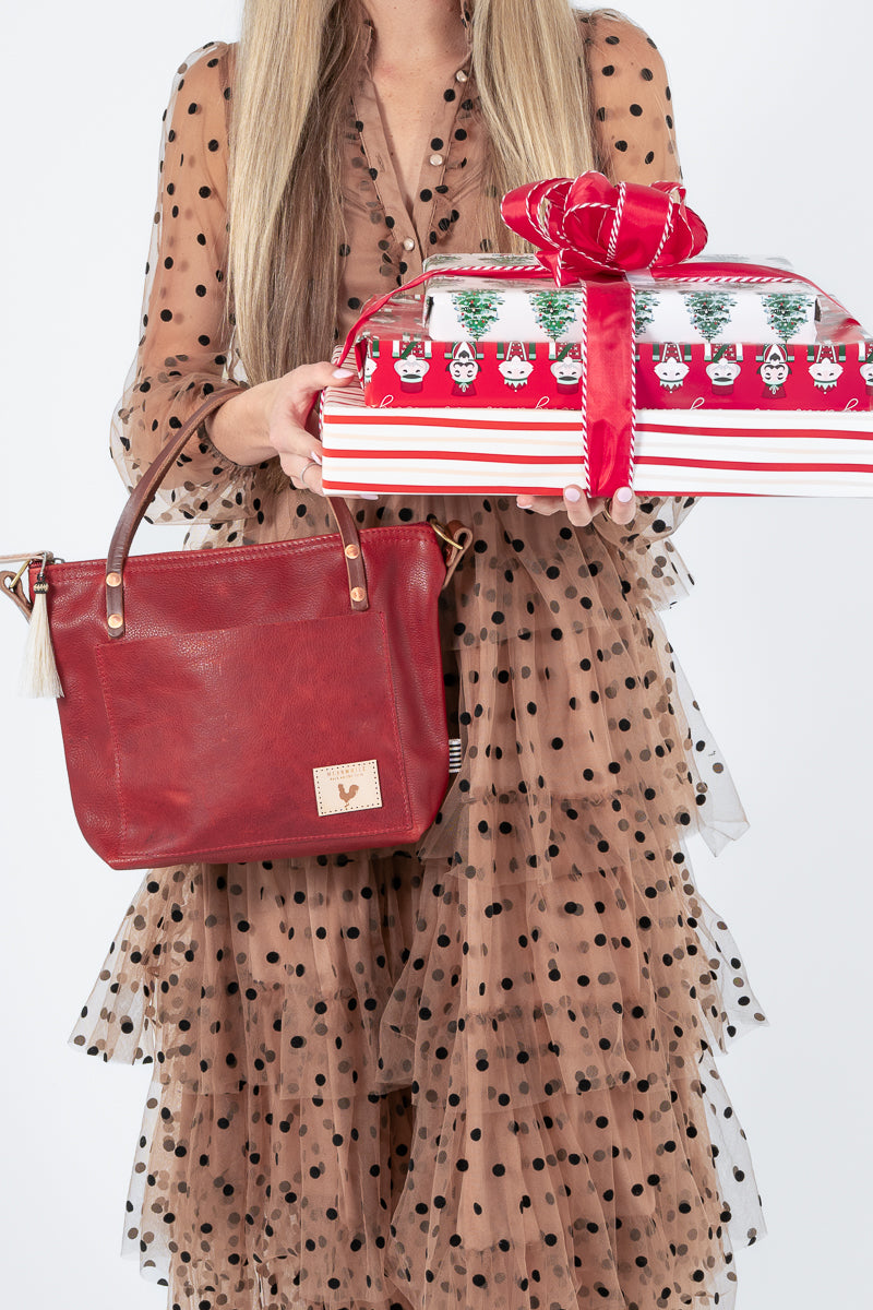 Ruby Red Leather Small Tote