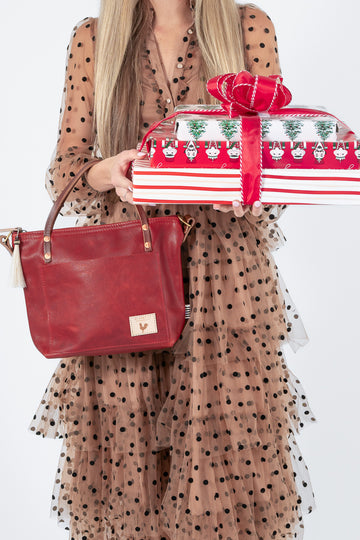 Ruby Red Leather Small Tote