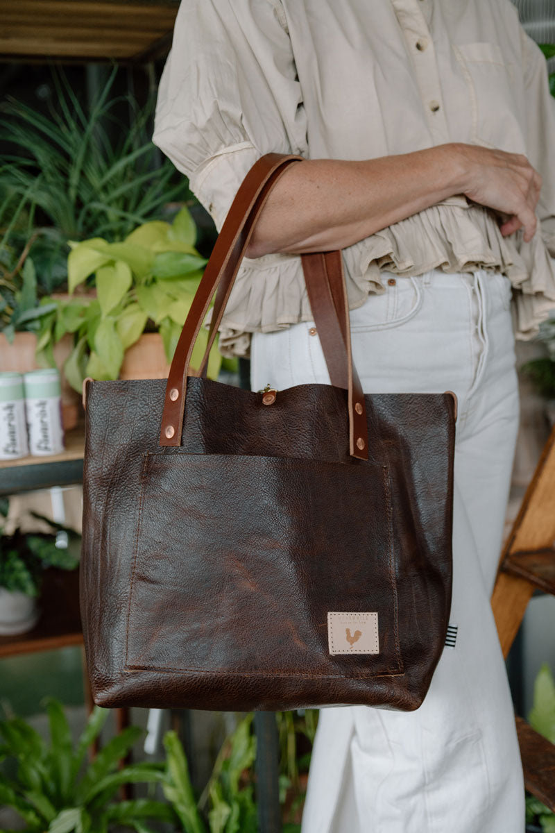 Mocha Tuscan Leather Signature Tote | Brown Leather Tote Bag