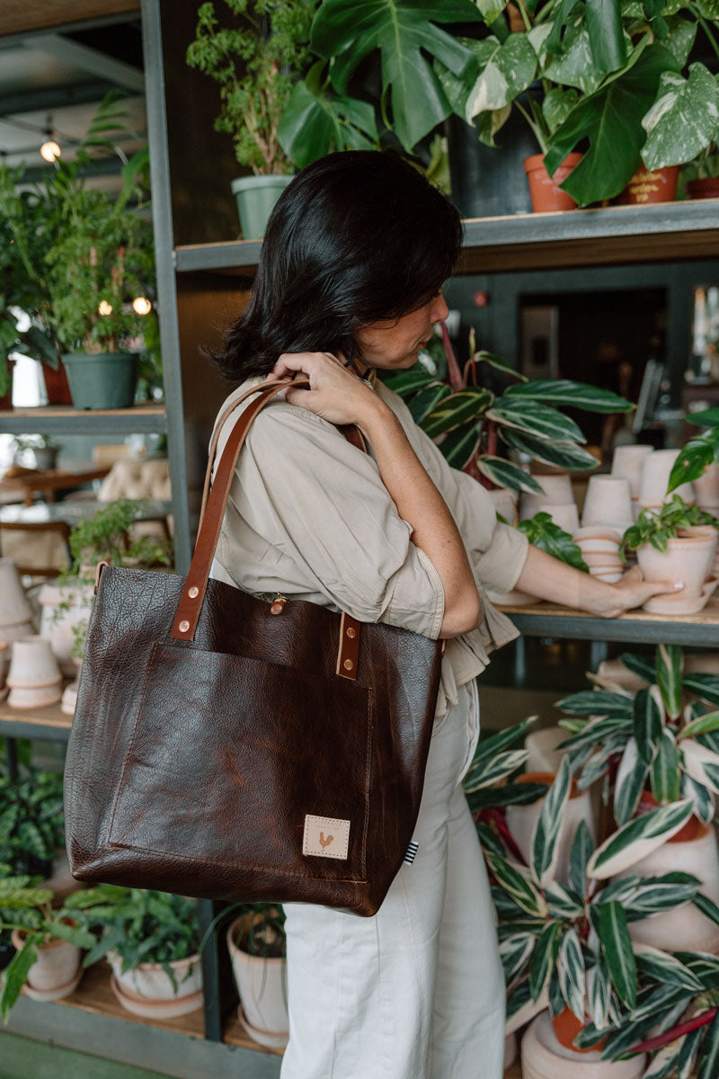 Mocha Tuscan Leather Signature Tote