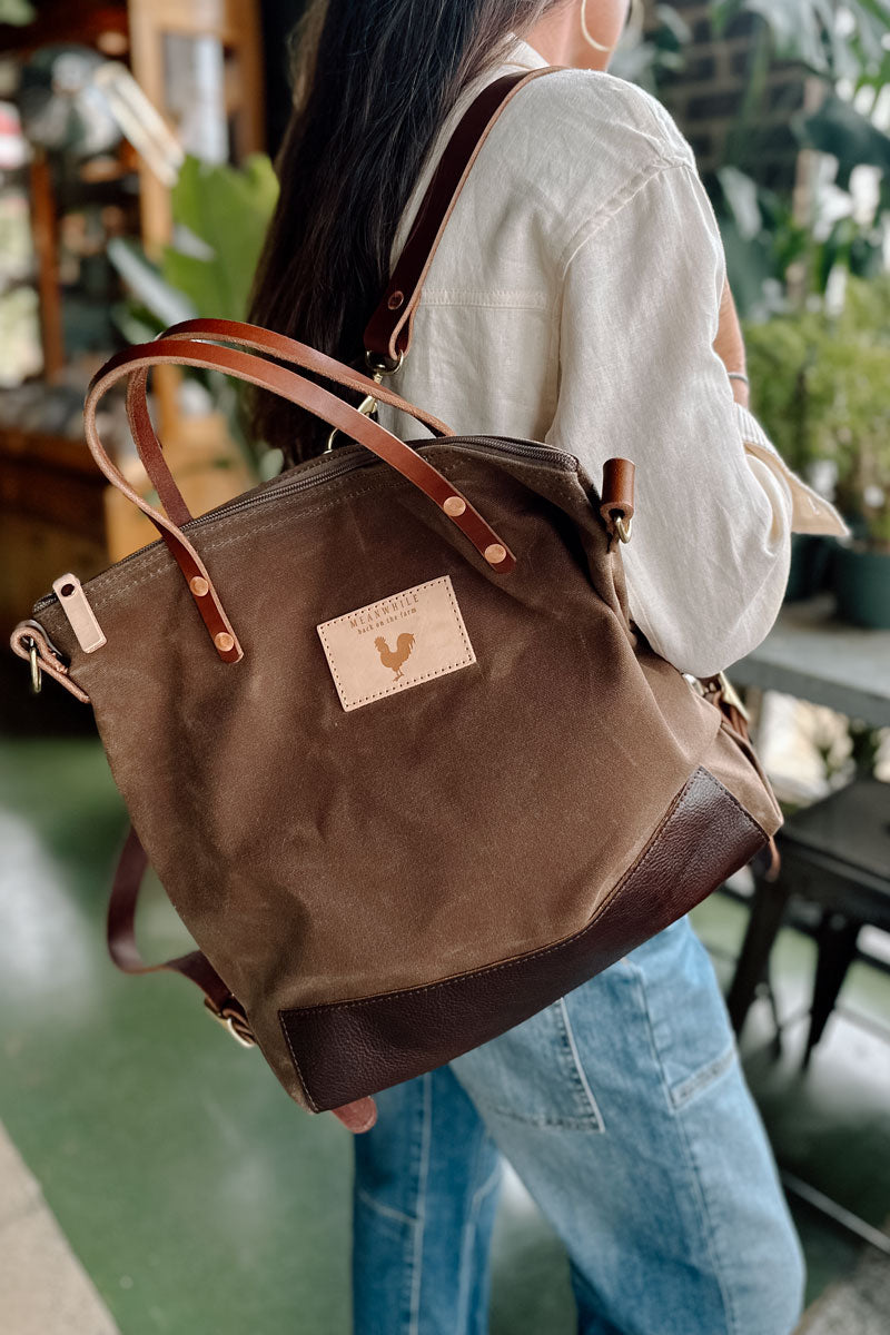 canvas and leather backpack purse Field Tan Waxed Canvas Original Backpack