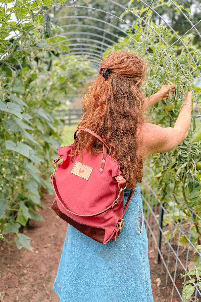 Nantucket Waxed Canvas Original Backpack | Red Canvas Backpack