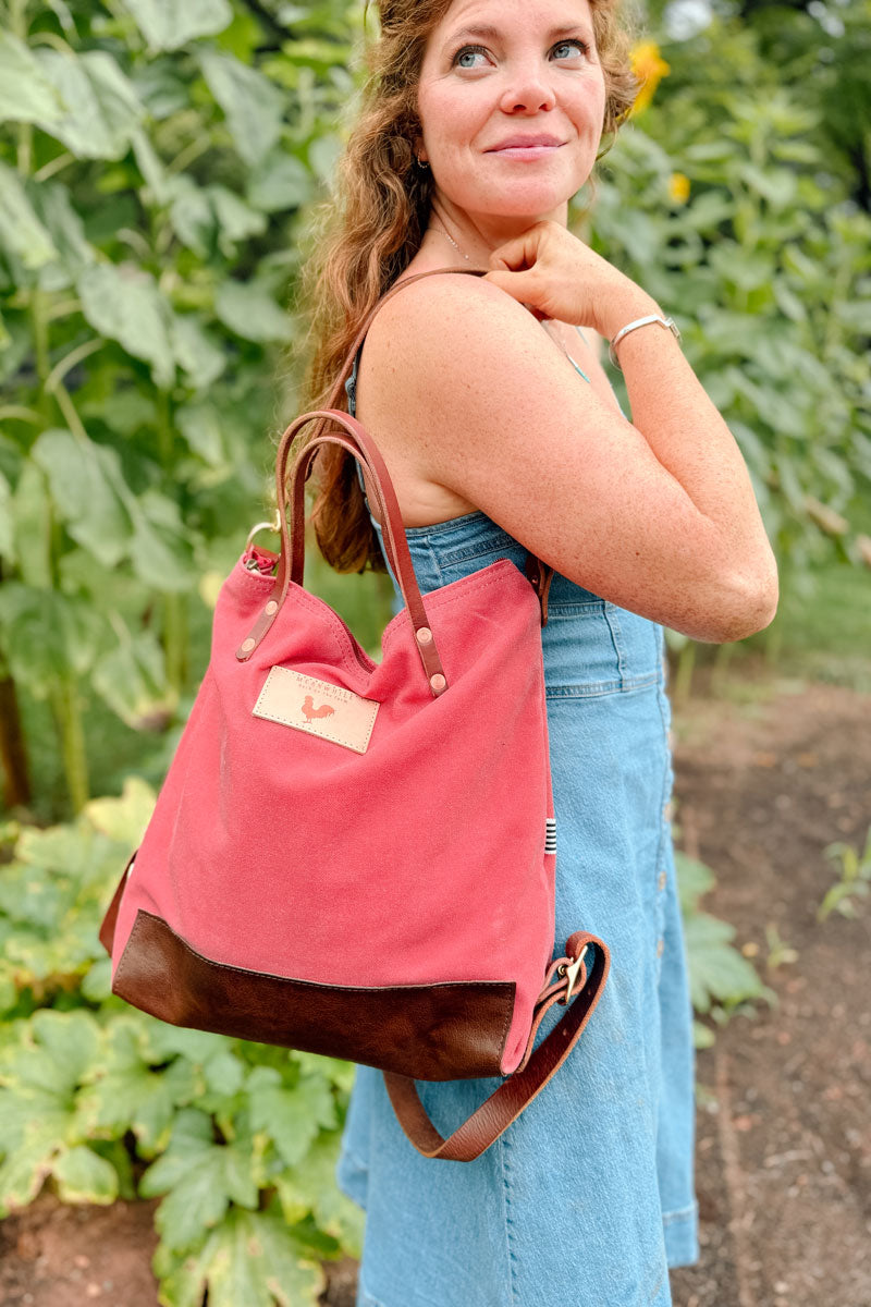 バッグ merukeru Nantucket Waxed Canvas Original Backpack | Red Canvas Backpack