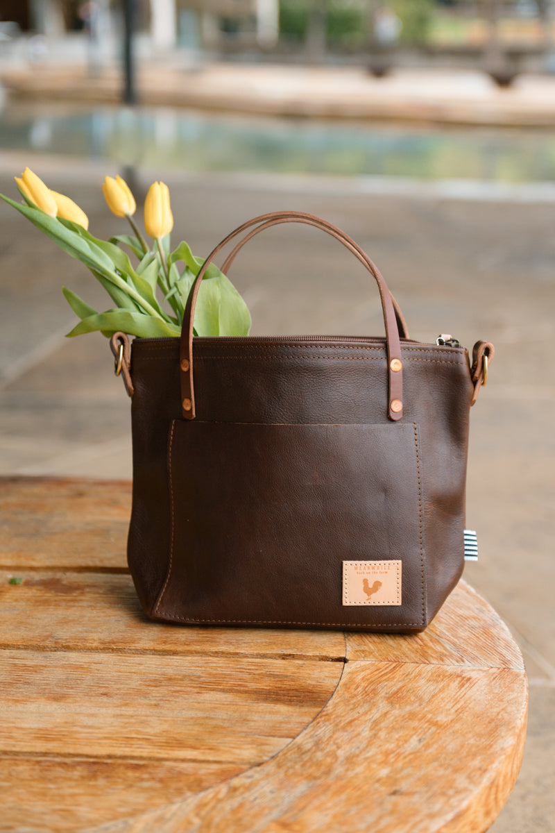 Mocha Tuscan Leather Small Tote - Quality Leather Bags