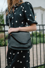 Black Luxe Leather Saddle Bag