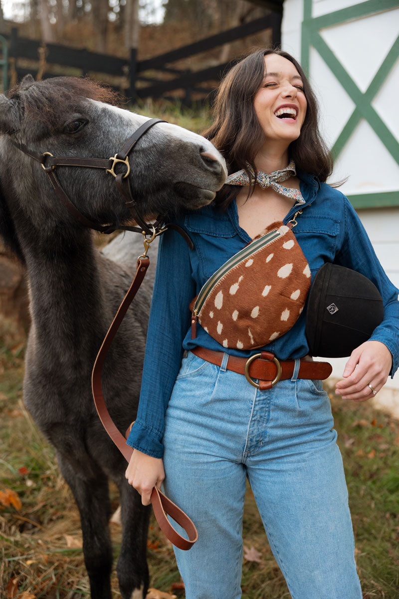 Spotted Cow Hide Fanny Bag