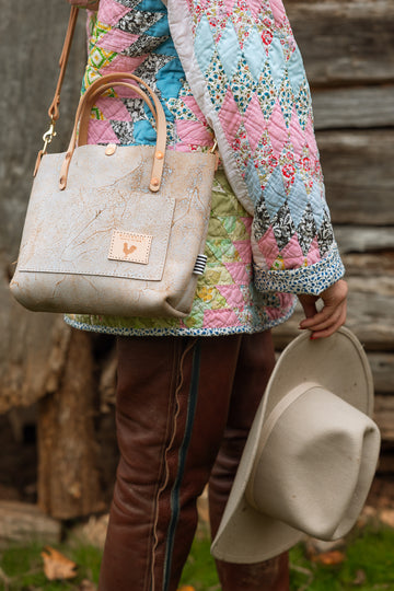 Birch White Leather Mini Tote