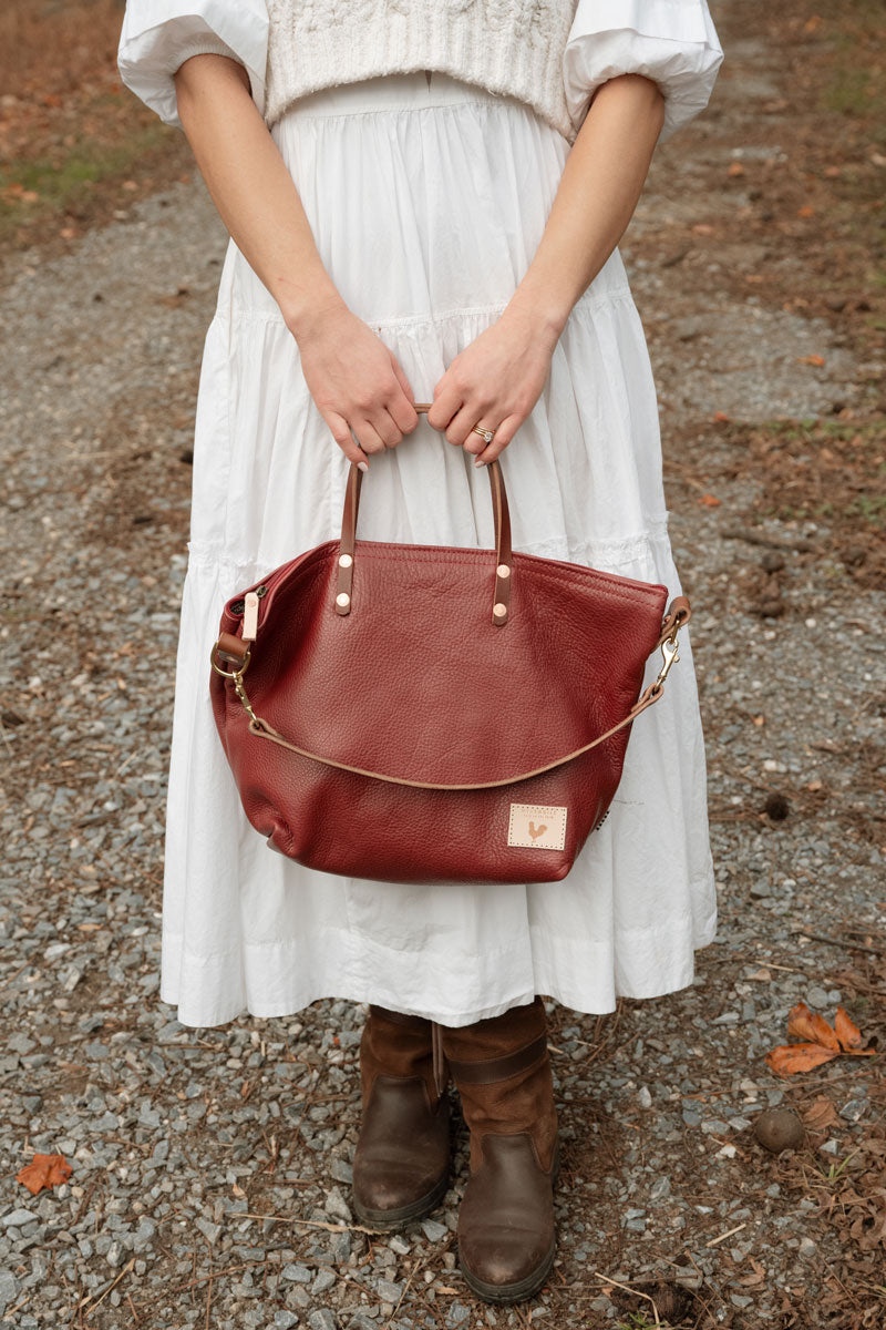 Ruby Leather Slouch Hobo