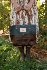 Slate Blue Waxed Canvas Utility Tote