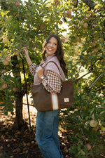Field Tan Waxed Canvas Perfect Tote with Striped Webbing